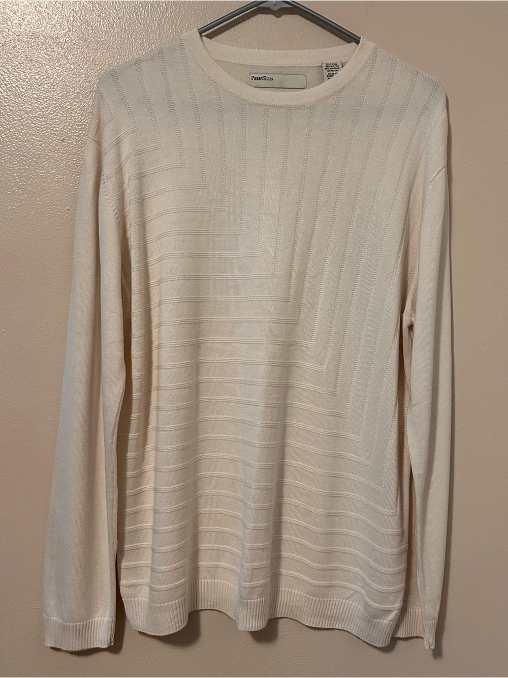 Perry Ellis Textured Knit Crewneck Sweater